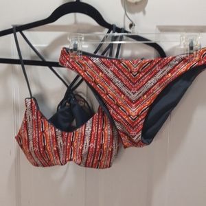 Red/Burgandy&Black/Gold Graphic Bekini Size XS
